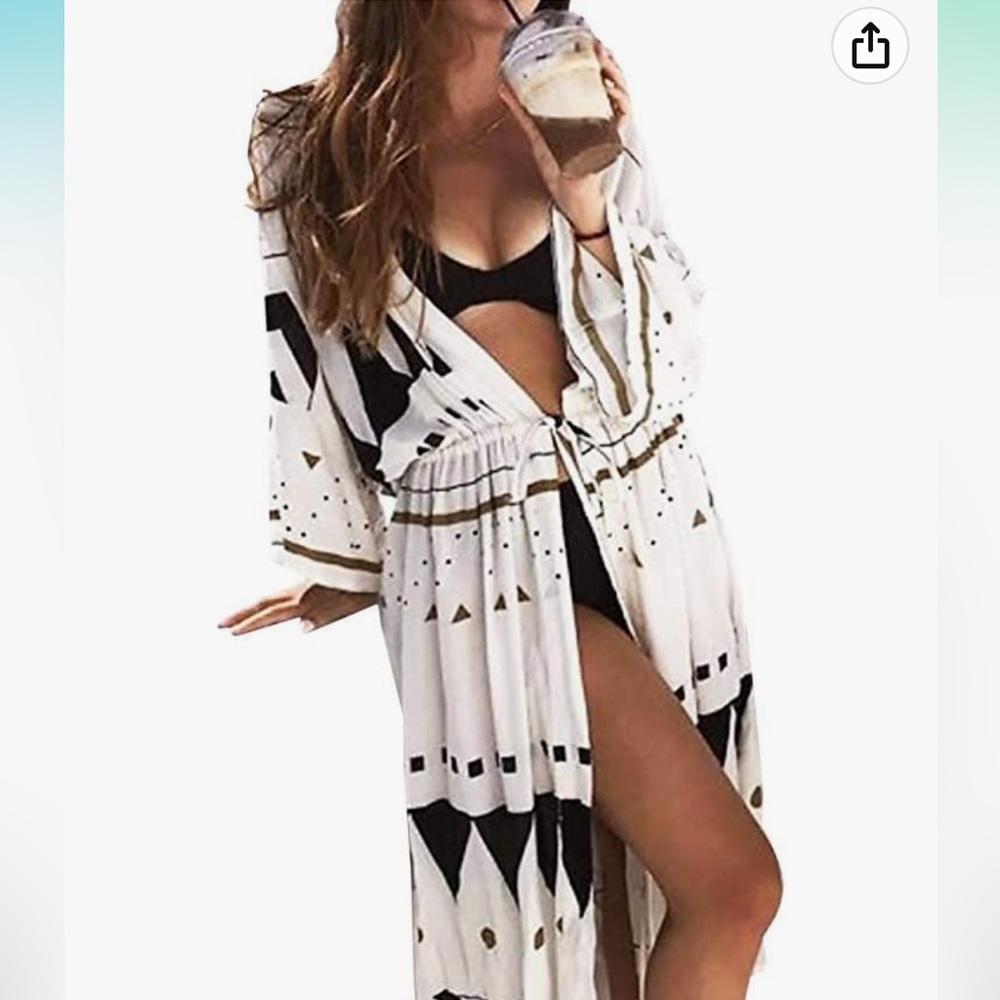 Boho style long swim coverup.